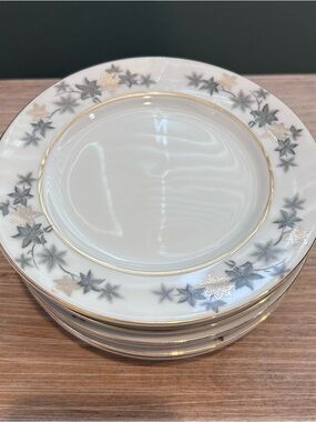Empress China Golden Silhouette Dessert Plates Set of 8 Leaves Gold Trim Japan